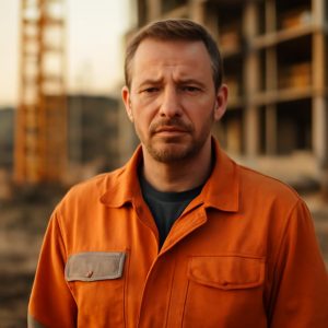 Дмитрий Соколов — портрет специалиста в рабочей одежде на фоне строительной площадки
